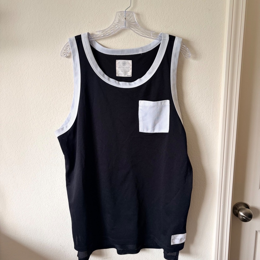 On The Byas Black Mesh Basketball Jersey Tank Top Pocket Size L Streetwear